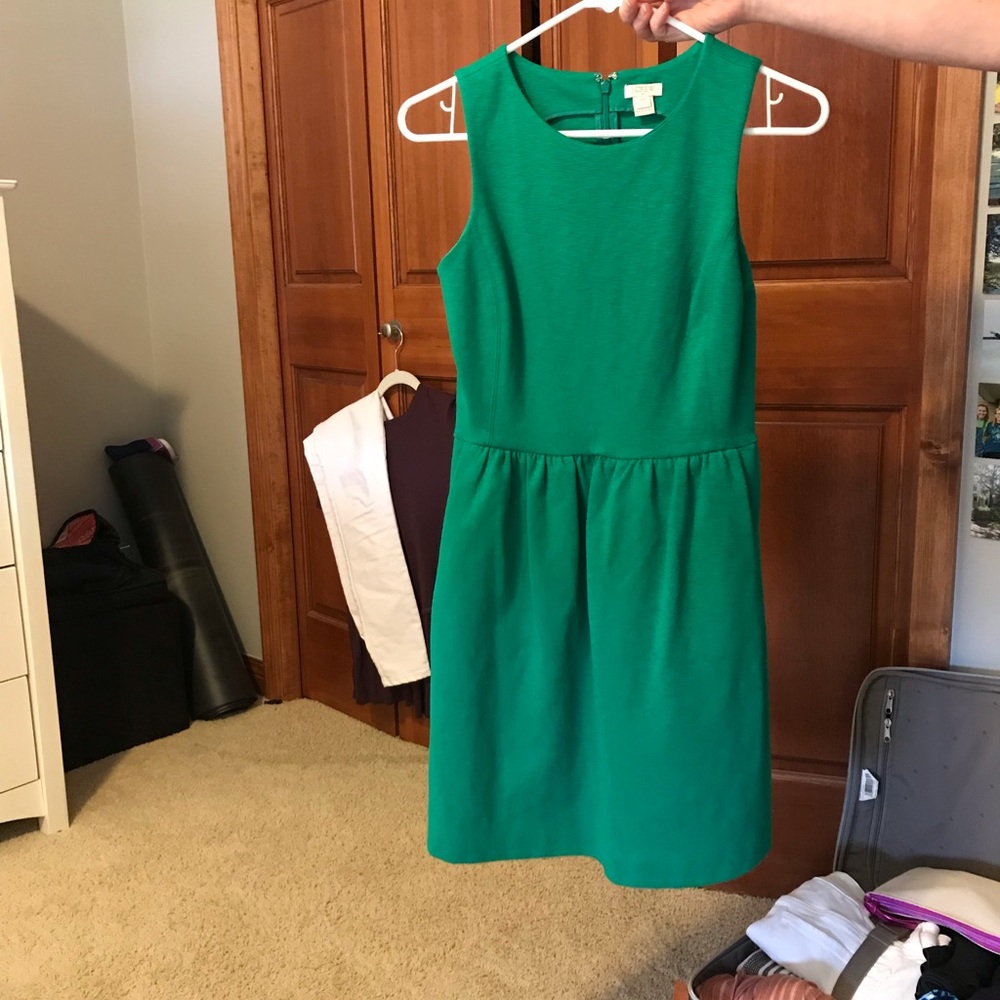 J.Crew Green Fit and Flare Dress